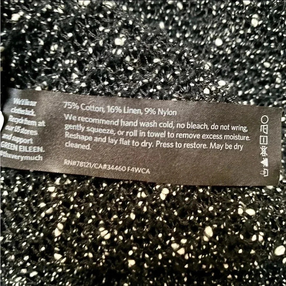 Eileen Fisher Designer Black Fishnet Knit Tunic Sweater Large Italian Yarn - Picture 12 of 13